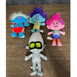 Trolls Plush Lot of 4 Dolls Stuffed Animals Toy Figures Kids